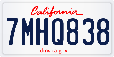 CA license plate 7MHQ838