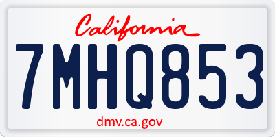 CA license plate 7MHQ853