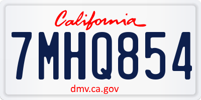 CA license plate 7MHQ854