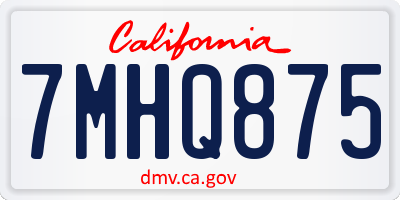CA license plate 7MHQ875