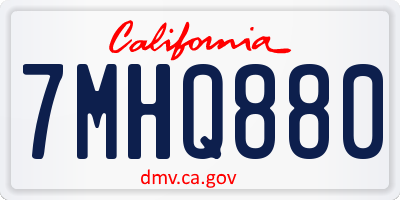 CA license plate 7MHQ880