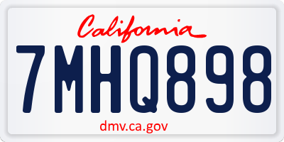 CA license plate 7MHQ898