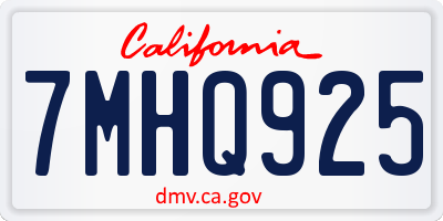 CA license plate 7MHQ925