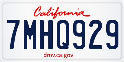 CA license plate 7MHQ929