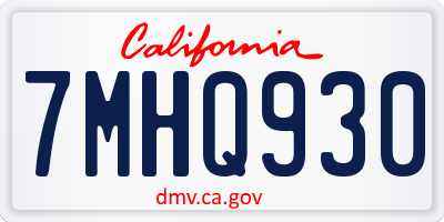 CA license plate 7MHQ930