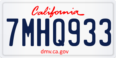CA license plate 7MHQ933