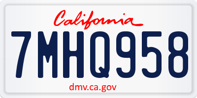 CA license plate 7MHQ958