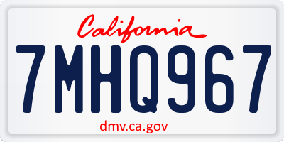 CA license plate 7MHQ967