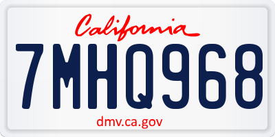 CA license plate 7MHQ968