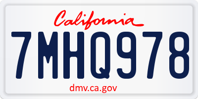 CA license plate 7MHQ978