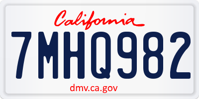 CA license plate 7MHQ982