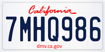 CA license plate 7MHQ986