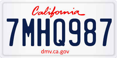 CA license plate 7MHQ987