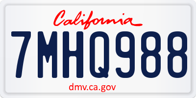 CA license plate 7MHQ988
