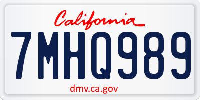 CA license plate 7MHQ989