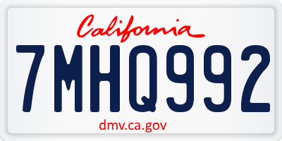 CA license plate 7MHQ992