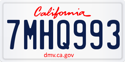 CA license plate 7MHQ993