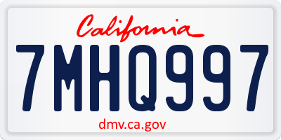 CA license plate 7MHQ997