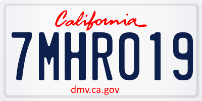 CA license plate 7MHR019