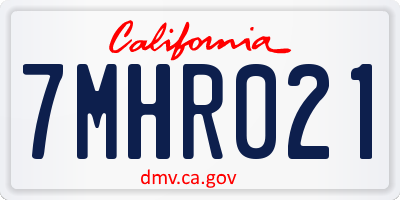 CA license plate 7MHR021