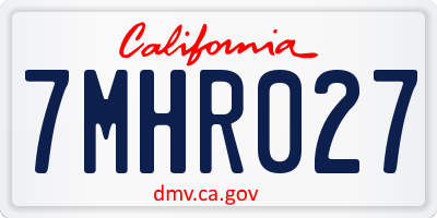 CA license plate 7MHR027