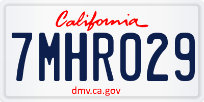 CA license plate 7MHR029
