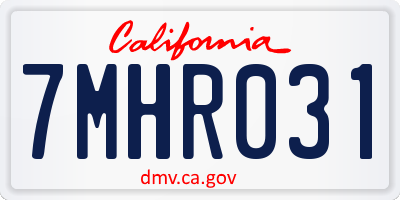 CA license plate 7MHR031