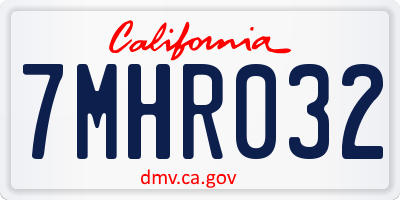 CA license plate 7MHR032