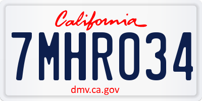 CA license plate 7MHR034