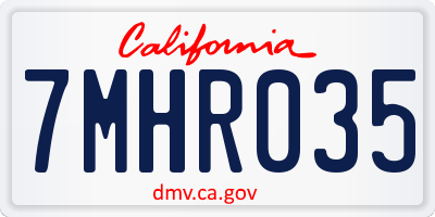 CA license plate 7MHR035