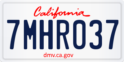 CA license plate 7MHR037