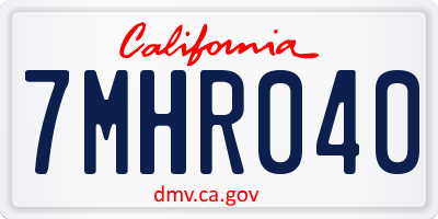 CA license plate 7MHR040