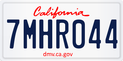 CA license plate 7MHR044