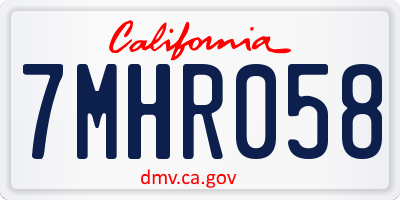 CA license plate 7MHR058