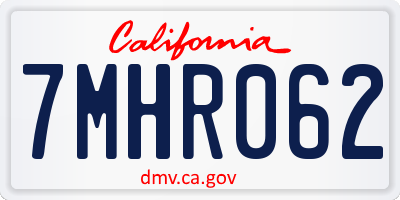 CA license plate 7MHR062