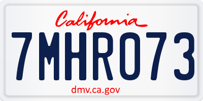 CA license plate 7MHR073