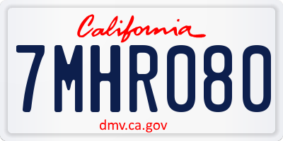CA license plate 7MHR080