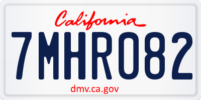 CA license plate 7MHR082