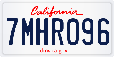 CA license plate 7MHR096