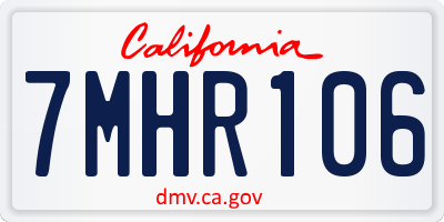 CA license plate 7MHR106