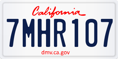 CA license plate 7MHR107