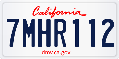 CA license plate 7MHR112