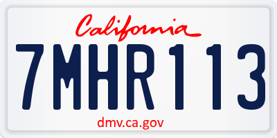 CA license plate 7MHR113