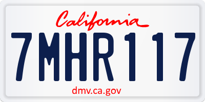 CA license plate 7MHR117