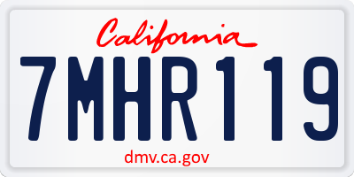 CA license plate 7MHR119