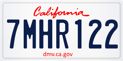 CA license plate 7MHR122