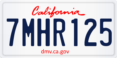 CA license plate 7MHR125