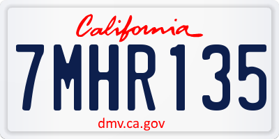 CA license plate 7MHR135