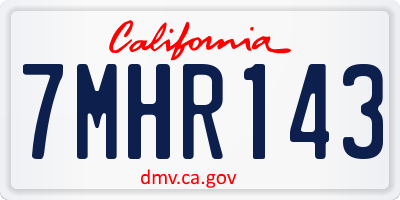 CA license plate 7MHR143
