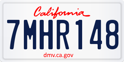 CA license plate 7MHR148